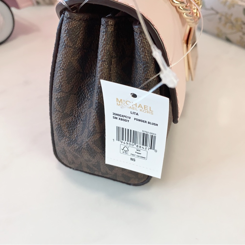 Final Sale!👜 MICHAEL KORS 🌺 Lita Small Two-Tone Logo and Leather Crossbody Bag - Picture 12 of 15